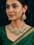 Mint Green Polki Choker Set with Statement Earrings