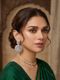 Baguette Top Circular Statement Earrings SP-176
