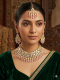 Monzonite Kundan Pink Beads Set