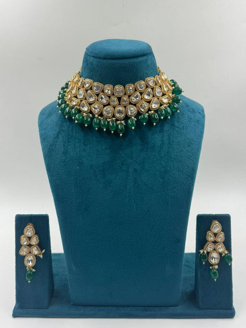 Emerald Drop Kundan Choker Set