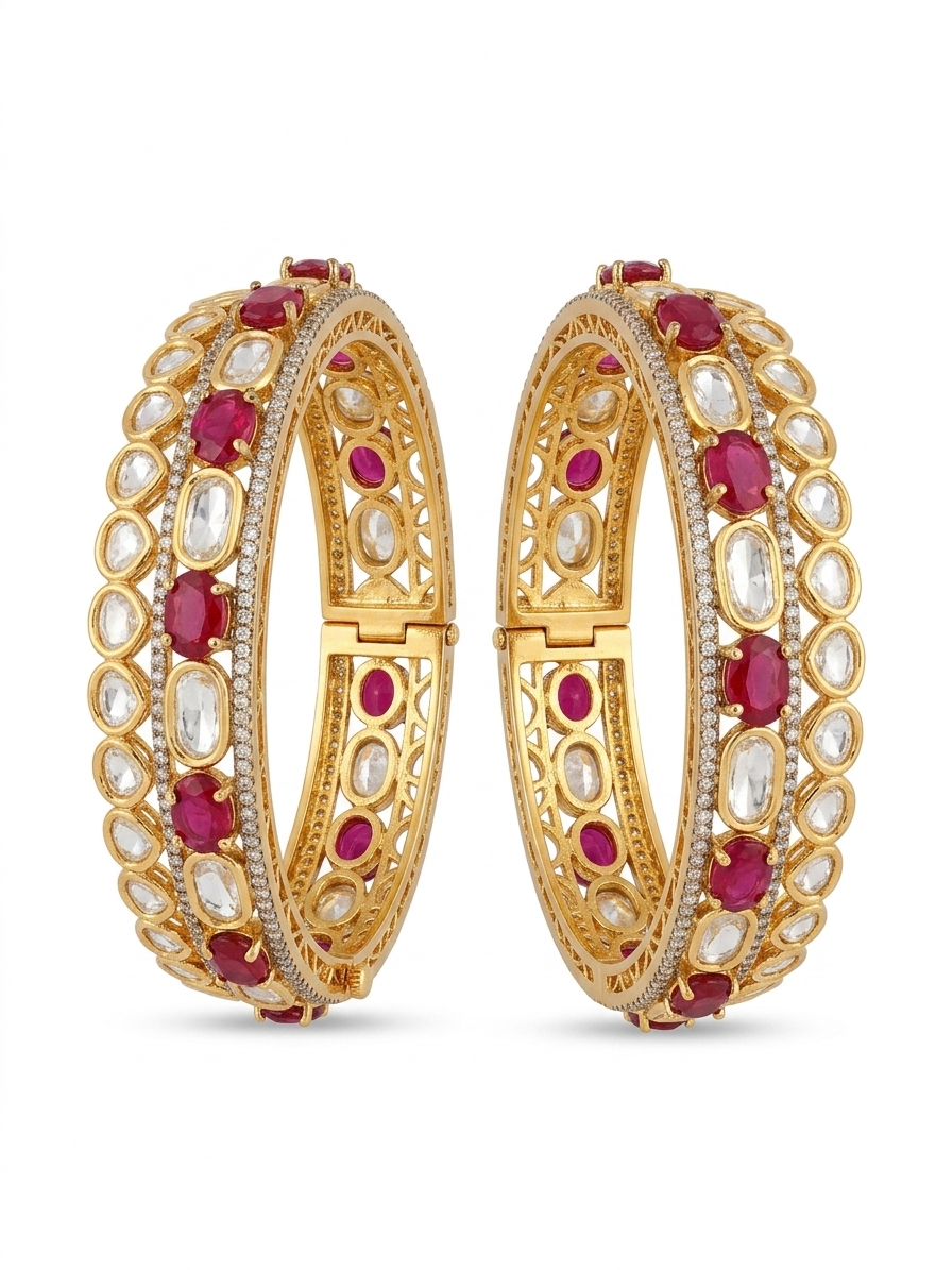 Ruhani Polki Ruby Bangles