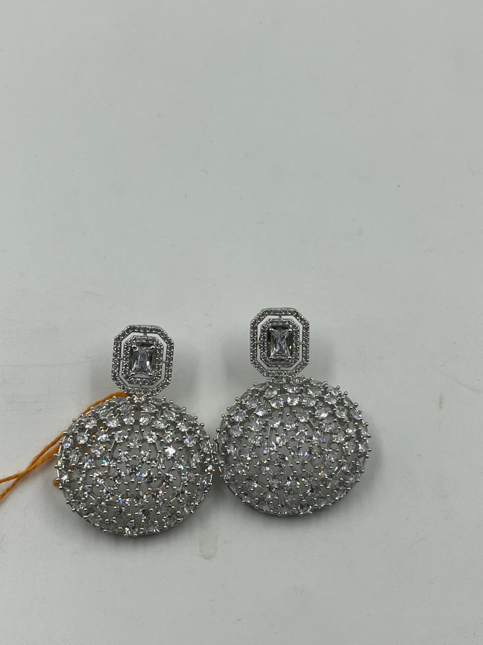 Baguette Top Circular Statement Earrings SP-176