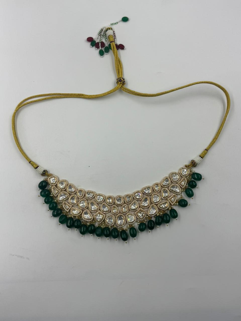 Emerald Drop Kundan Choker Set